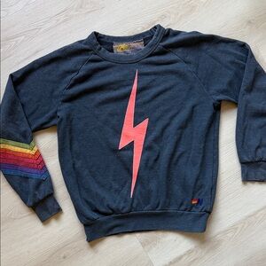 Aviator Nation Charcoal Sweatshirt with Red Lightning Bolt